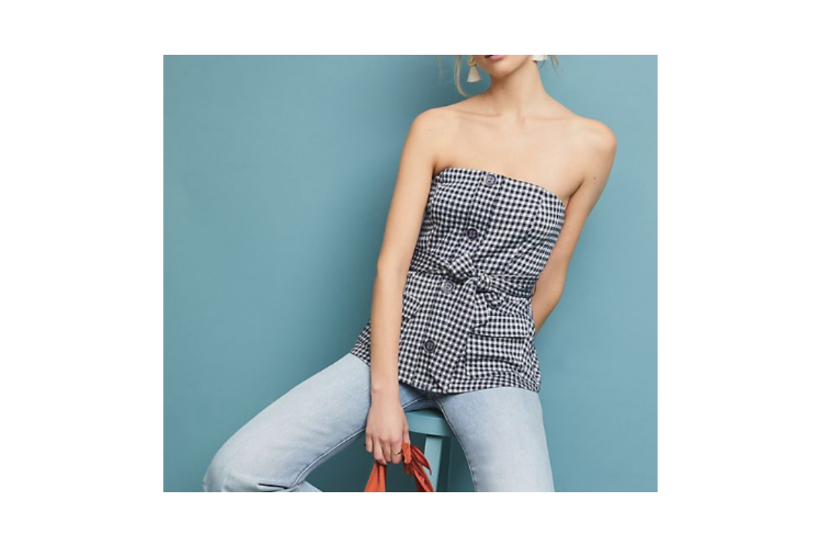 Gingham Strapless Top on Sale from Anthropologie