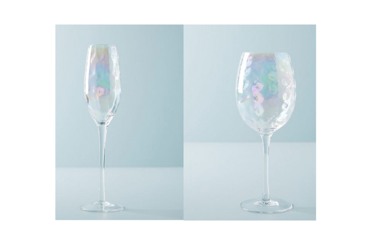 Lustered Flutes or White Wine Glasses, Set of 4 on Sale from Anthro – Was $40, Now $17.47