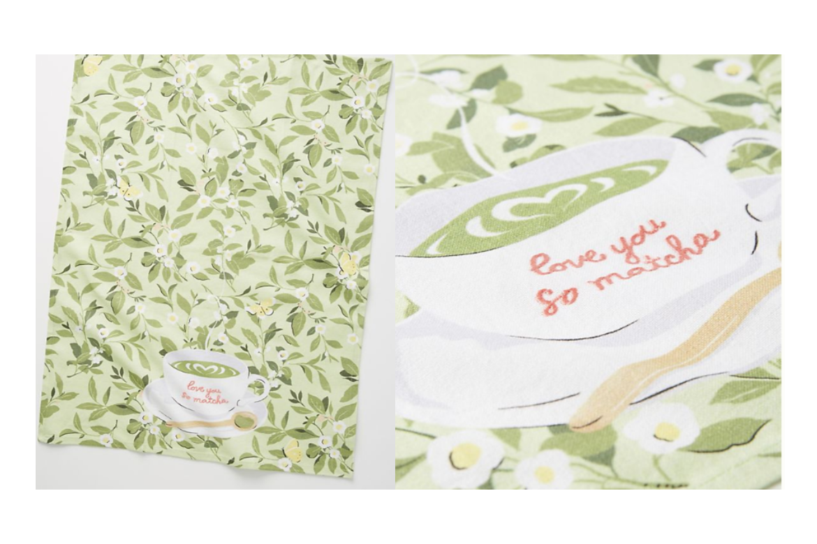 Love You so Matcha Dish Towel on Sale from Anthropologie